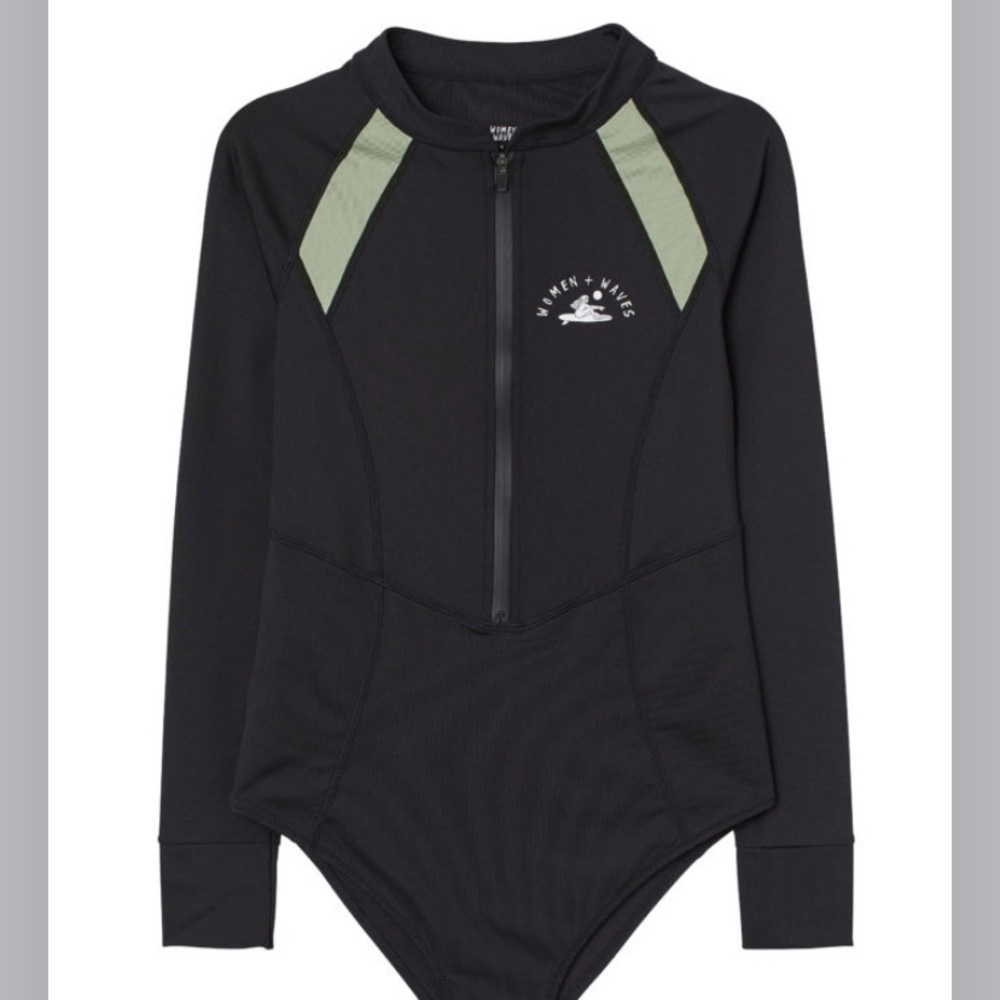 H&M Black and Green Women Swim One Piece